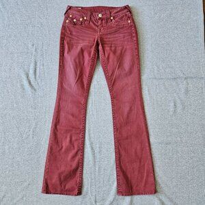 True Religion Jeans Women's Size 28x33 Flared Pants Burgundy Y2k Vintage Look